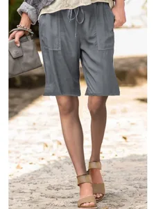 damen-shorts-aus-baumwollleinen-baumwoll-dunkelgrau-5