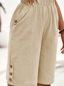 damen-shorts-aus-baumwollleinen-baumwoll-khaki-3