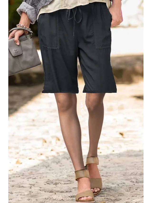 damen-shorts-aus-baumwollleinen-baumwoll-schwarz-4