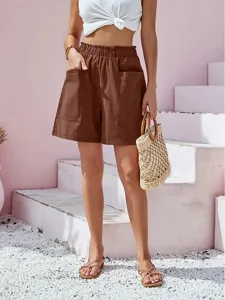 damen-shorts-aus-baumwollleinen-hose-aus-kaffee-1