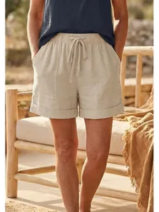 damen-shorts-aus-baumwollleinen-hose-aus-khaki-1