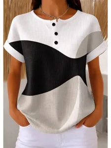 damen-stricktops-mit-textur-t-shirt-farb-schwarz-und-weiss-3