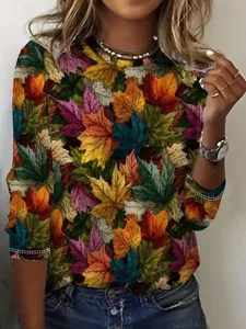 damen-t-shirt-blumengrafik-pflanzen-vint-braun-1