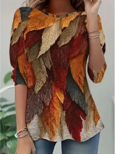 damen-t-shirt-blumengrafik-pflanzen-vint-leicht-braun-2