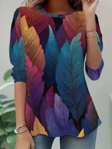 damen-t-shirt-blumengrafik-pflanzen-vint-purpur-4