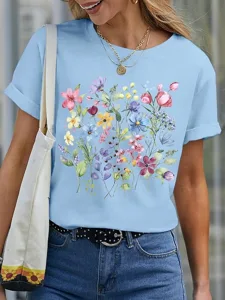 damen-t-shirt-druck-blumen-basic-lassig-blau-1