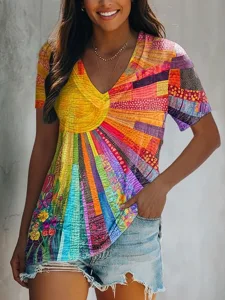 damen-t-shirt-druck-blumen-grafik-farbbl-regenbogen-4