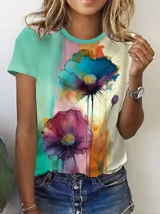 damen-t-shirt-druck-blumen-grafik-pflanz-grun-3