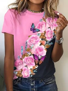 damen-t-shirt-druck-blumen-grafik-pflanz-rosa-2