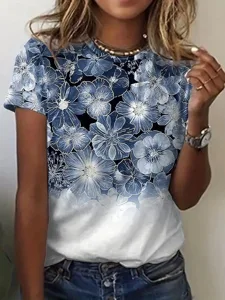damen-t-shirt-druck-blumen-grafik-pflanz-wei-blau-1