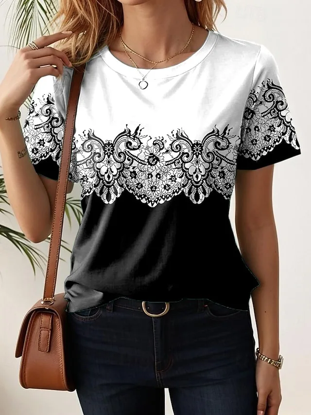 damen-t-shirt-druck-blumen-lassig-kurzar-schwarz-6