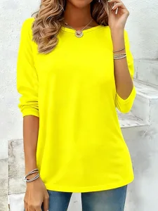 damen-t-shirt-druck-einfach-vintage-stil-gelb-9