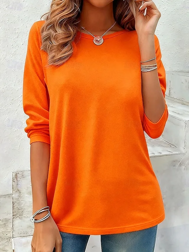 damen-t-shirt-druck-einfach-vintage-stil-orange-7