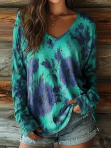 damen-t-shirt-druck-grafik-batik-vintage-blau-1