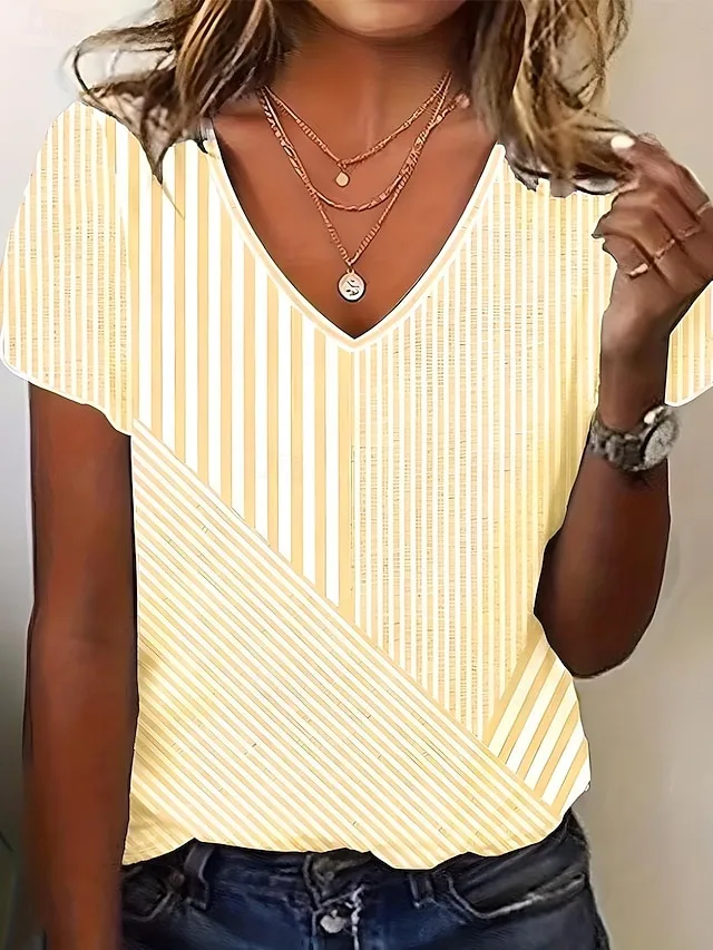 damen-t-shirt-druck-grafik-geometrisch-v-gelb-13