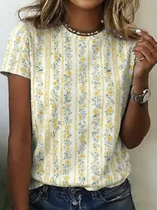 damen-t-shirt-druck-grafik-gestreift-sti-gelb-2