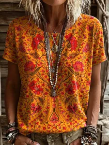 damen-t-shirt-druck-grafik-pflanzen-vint-orange-1