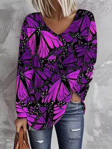 damen-t-shirt-druck-grafik-schmetterling-purpur-5