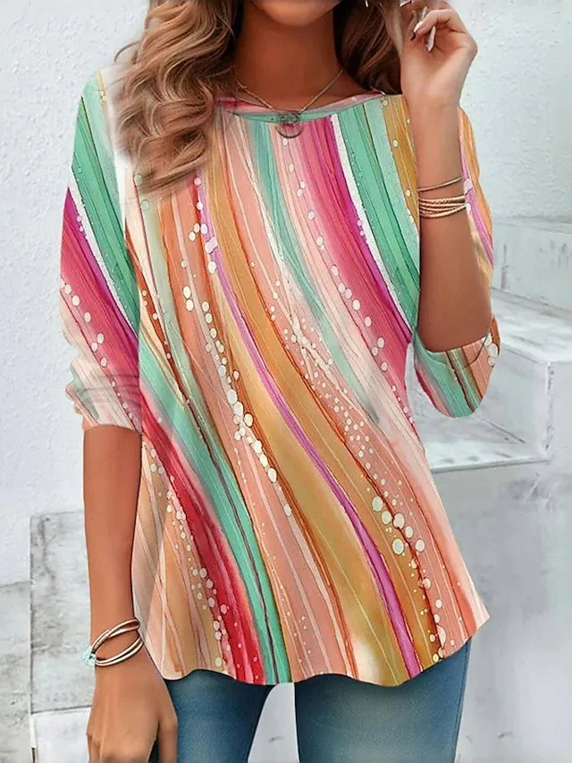 damen-t-shirt-druck-ombre-grafik-abstrak-orange-2