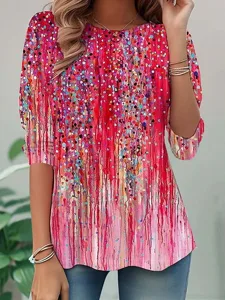 damen-t-shirt-druck-ombre-grafik-abstrak-rote-3