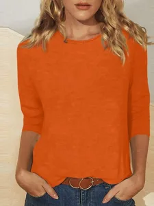 damen-t-shirt-einfarbig-klassisch-lassig-orange-5