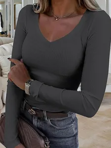 damen-t-shirt-einfarbig-stilvoll-basic-l-dunkelgray-6