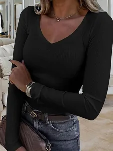 damen-t-shirt-einfarbig-stilvoll-basic-l-schwarz-5