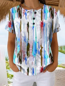 damen-t-shirt-farbblock-druck-grafik-geo-blau-17