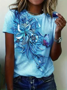 damen-t-shirt-florales-rundhalsausschnit-blau-5