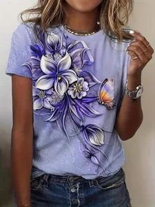 damen-t-shirt-florales-rundhalsausschnit-konigsblau-2