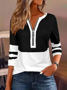 damen-t-shirt-langarm-grafik-farbblock-g-schwarz-1