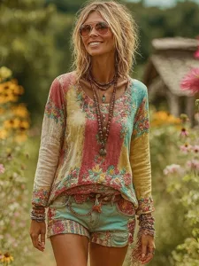 damen-t-shirt-langarm-grafik-pflanzen-bo-gelb-2