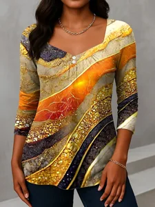 damen-t-shirt-lange-armel-rundhalsaussch-gelb-6