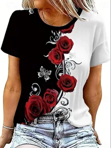 damen-t-shirt-lassig-blumendruck-kurzarm-default-3