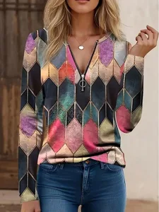 damen-t-shirt-mit-viertel-reiverschluss-rosa-16