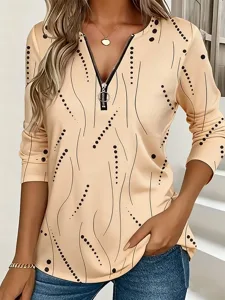 damen-t-shirt-reiverschluss-druck-grafik-khaki-7