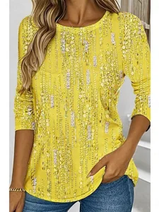 damen-t-shirt-rundhalsausschnitt-langarm-gelb-9