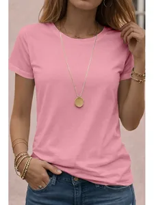 damen-t-shirt-t-shirt-einfarbig-klassisc-rosa-6