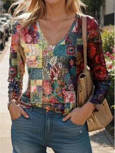 damen-t-shirt-v-ausschnitt-langarm-tunik-wein-7