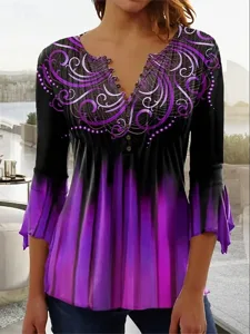 damen-t-shirt-v-ausschnitt-ombre-floral-purpur-4