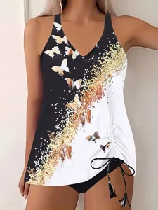 damen-tankini-2-teiler-badeanzug-freizug-gelb-2