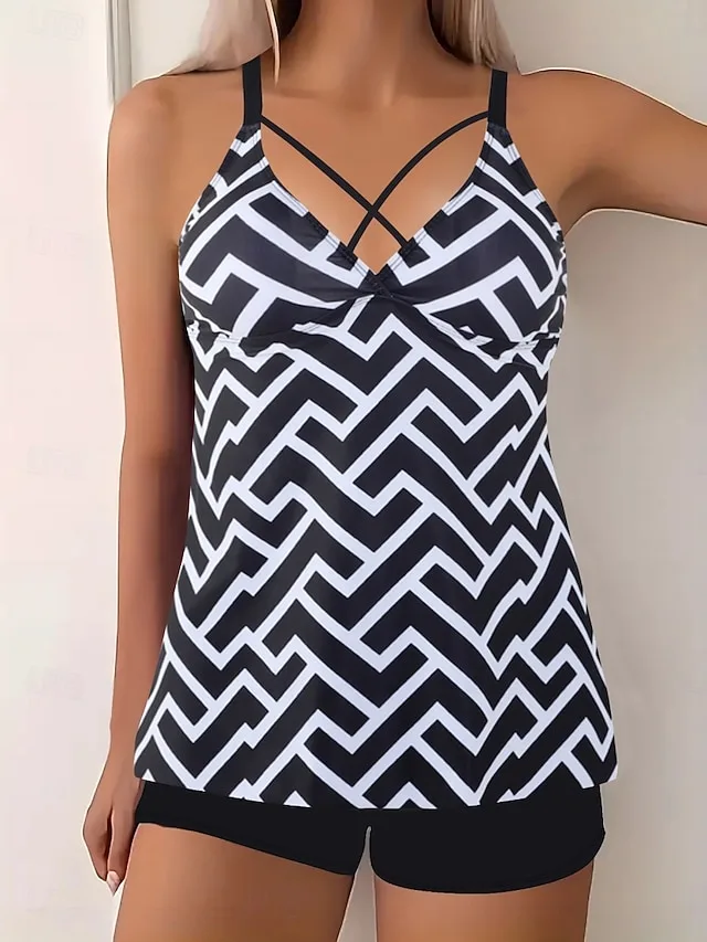 damen-tankini-2-teilig-badeanzug-shorts-schwarz-1