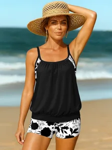 damen-tankini-2-teiliges-badeanzug-palme-schwarz-1