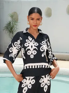 damen-top-satin-raglanarmel-halbarm-mode-schwarz-1