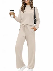 damen-trainingsanzug-hosen-sets-langarm-beige-4