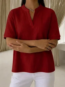 damen-tunika-t-shirt-henley-oberteil-ein-rote-8