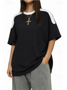 damen-ubergroe-t-shirt-sport-t-shirt-far-schwarz-3