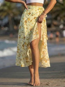 damen-urlaubsrock-lassig-midi-mittlere-t-hellgelb-3