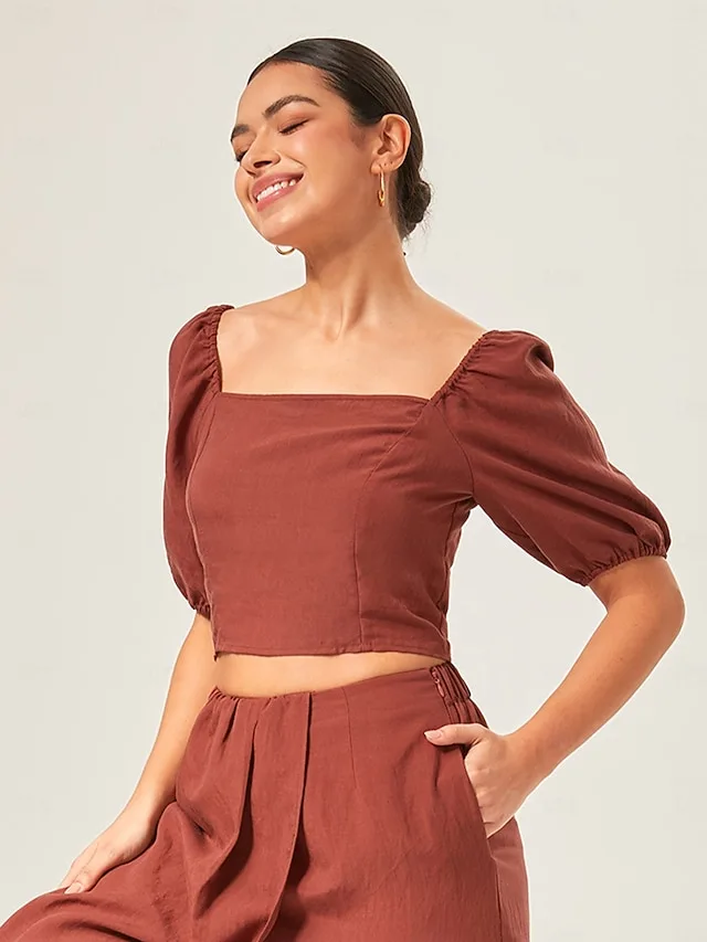 damen-weiblich-durchgeknopft-hemd-freize-rote-1