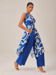 damen-weiblich-freizeithemd-geometrisch-marineblau-1